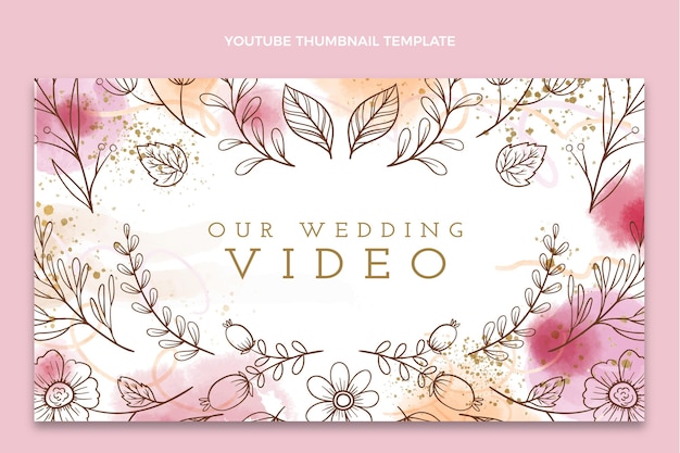 Gratis vector aquarel handgetekende bruiloft youtube thumbnail