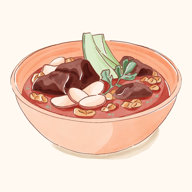 Gratis vector aquarel heerlijke pozole illustratie