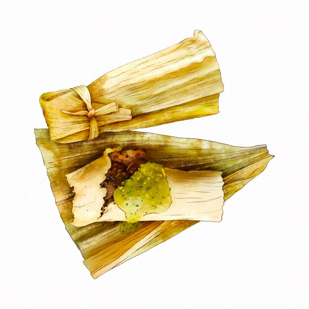 Aquarel heerlijke traditionele tamales