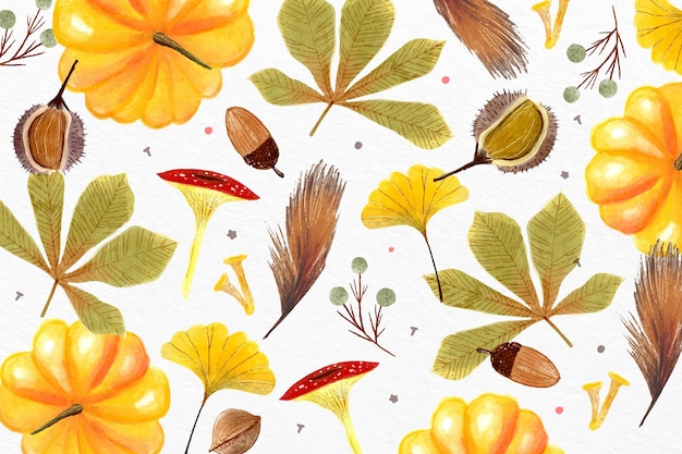 Gratis vector aquarel herfst achtergrond