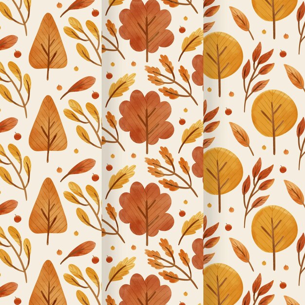 Aquarel herfst patronen collectie