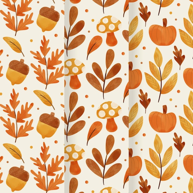 Aquarel herfst patronen collectie