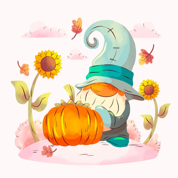 Gratis vector aquarel herfst seizoen illustratie