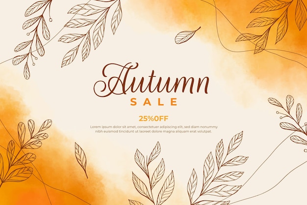 Gratis vector aquarel herfst verkoop achtergrond