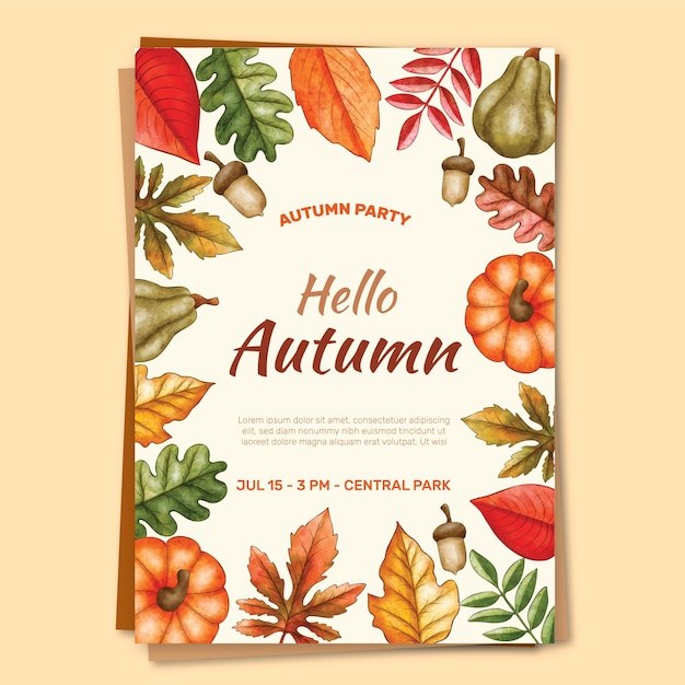 Gratis vector aquarel herfst verticale flyer-sjabloon