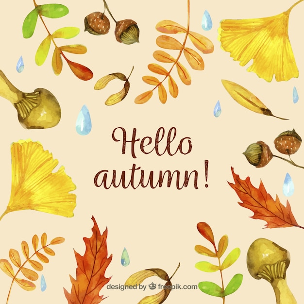 Gratis vector aquarel herfstbladeren achtergrond