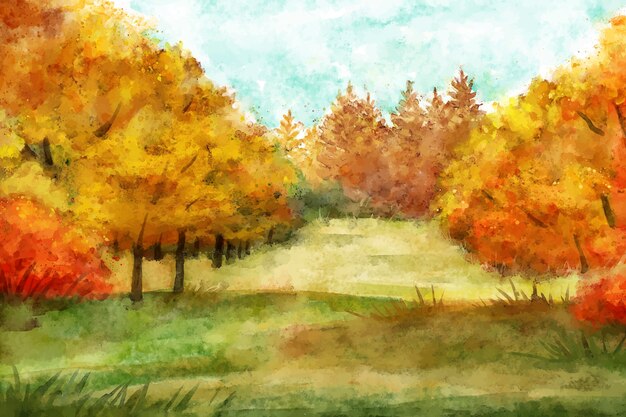 Aquarel herfstlandschap