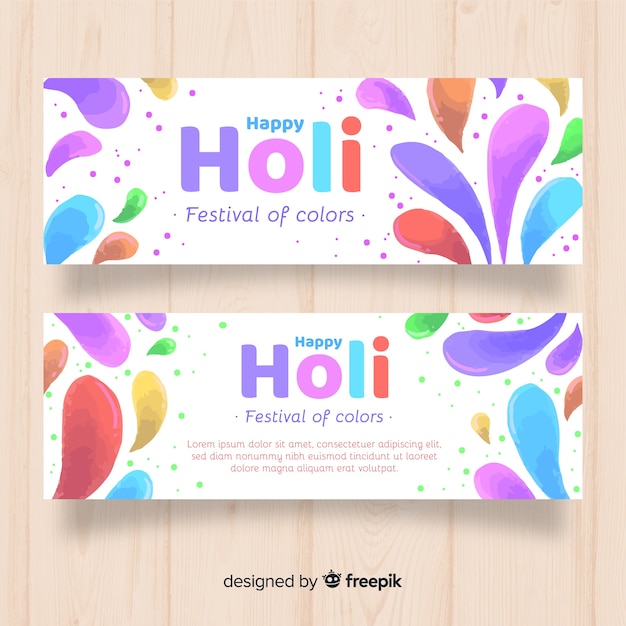 Aquarel holi festival banner