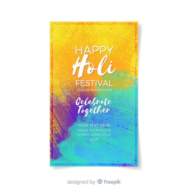 Aquarel holi festival folder sjabloon