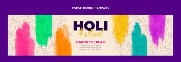 Gratis vector aquarel holi twitch banner