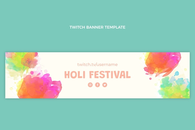 Aquarel holi twitch banner