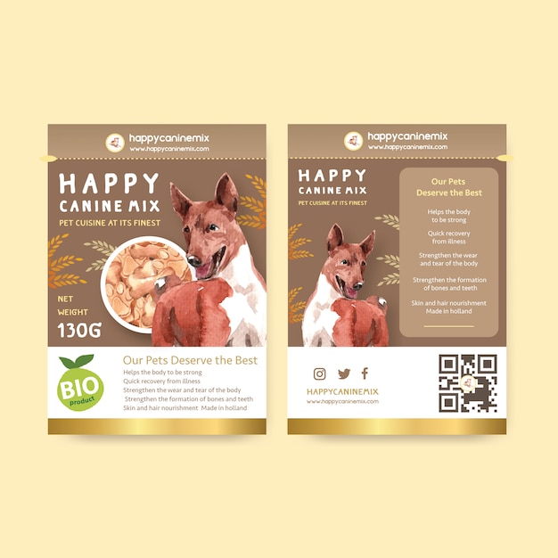 Aquarel hond advertentie banner sjabloon set