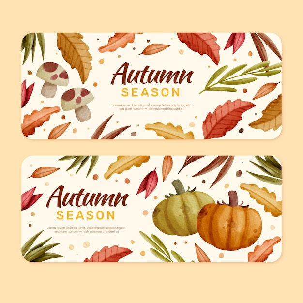 Aquarel horizontale herfst banners set