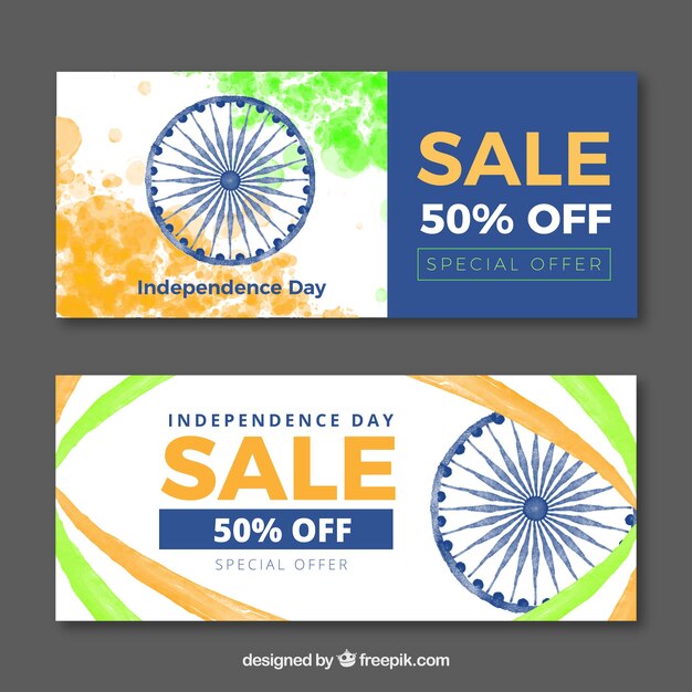 Aquarel india onafhankelijkheidsdag verkoop banners