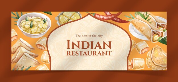 Gratis vector aquarel indiaas eten restaurant facebook cover