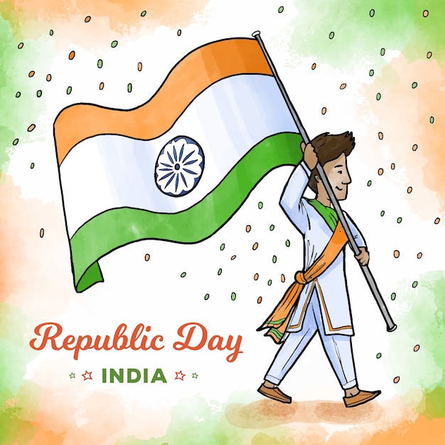 Gratis vector aquarel indiase republiek dag