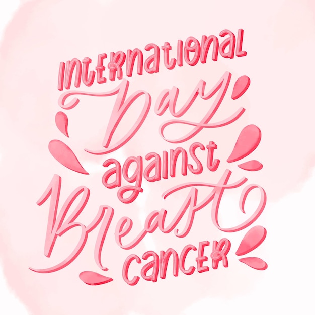 Gratis vector aquarel internationale dag tegen borstkanker belettering