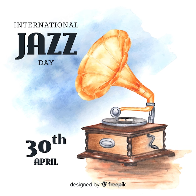 Aquarel internationale jazz dag achtergrond