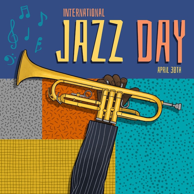 Aquarel internationale jazz dag illustratie