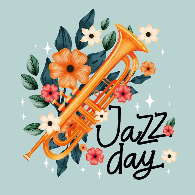Gratis vector aquarel internationale jazz dag illustratie