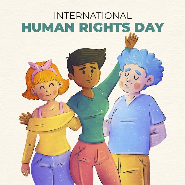 Gratis vector aquarel internationale mensenrechten dag illustratie