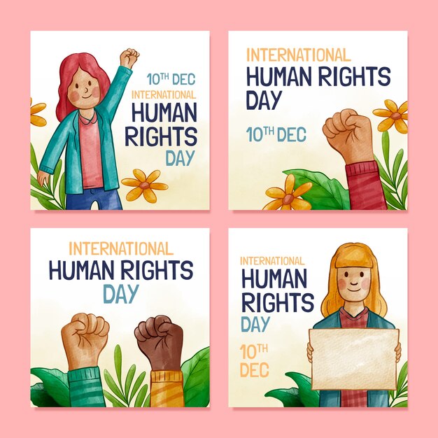 Aquarel internationale mensenrechtendag instagram posts collectie
