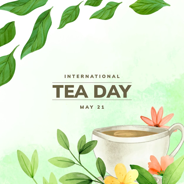 Gratis vector aquarel internationale thee dag illustratie