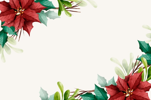Gratis vector aquarel kerst bloemen achtergrond