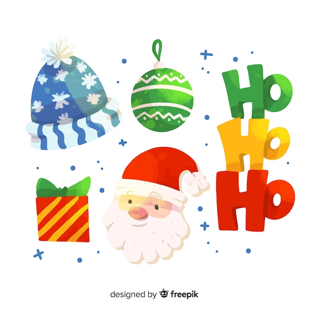 Gratis vector aquarel kerst element collectie