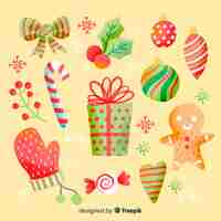 Gratis vector aquarel kerst element collectie