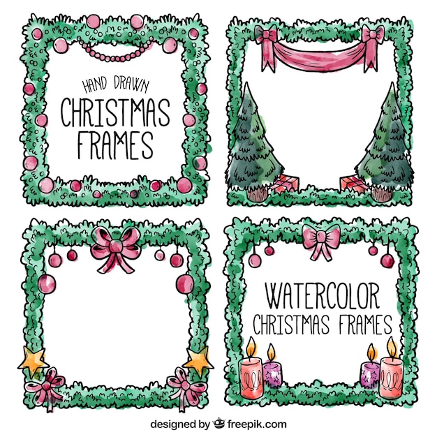 Gratis vector aquarel kerst frames collectie