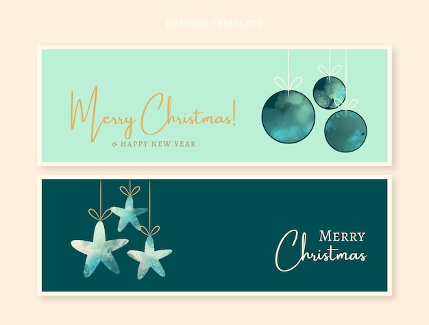 Gratis vector aquarel kerst horizontale banners set