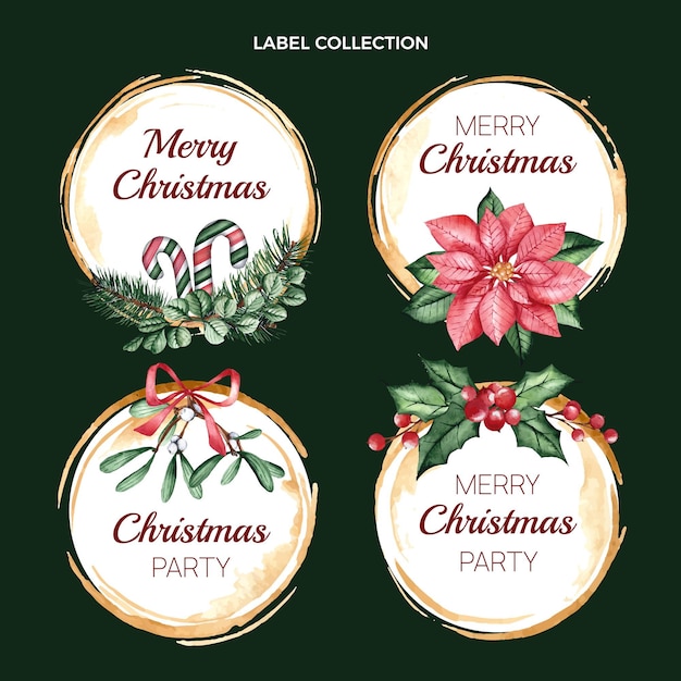 Aquarel kerst labels collectie