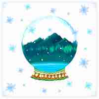 Gratis vector aquarel kerst sneeuwbal globe