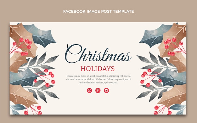 Gratis vector aquarel kerst social media postsjabloon