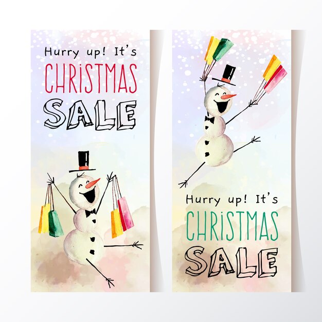 Aquarel kerst verkoop banners sjabloon