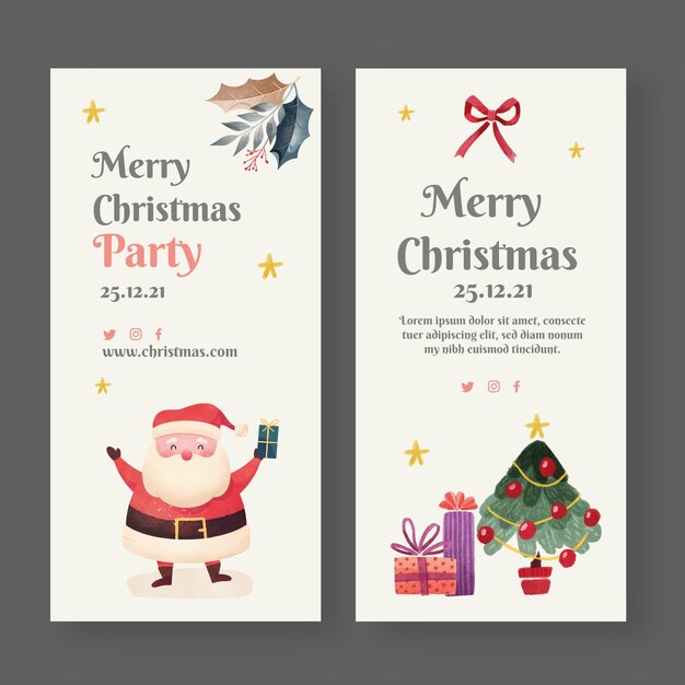 Aquarel kerst verticale banners set