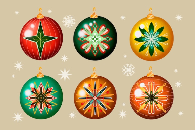 Gratis vector aquarel kerstbal ornamenten