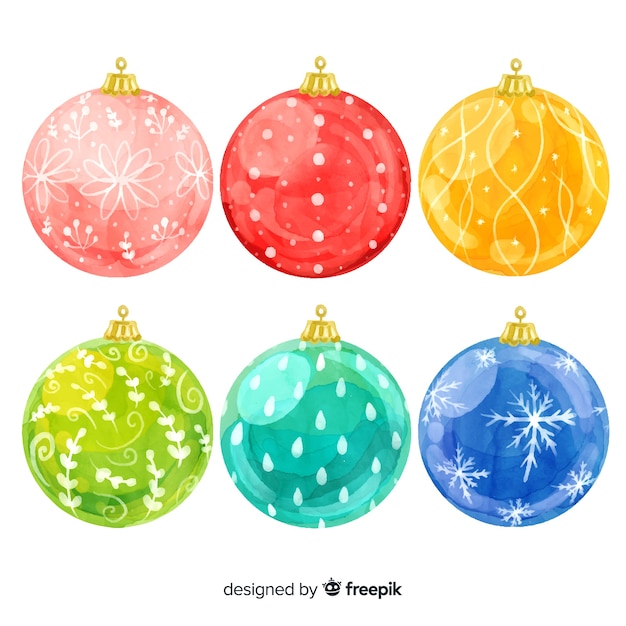 Gratis vector aquarel kerstballen collectie