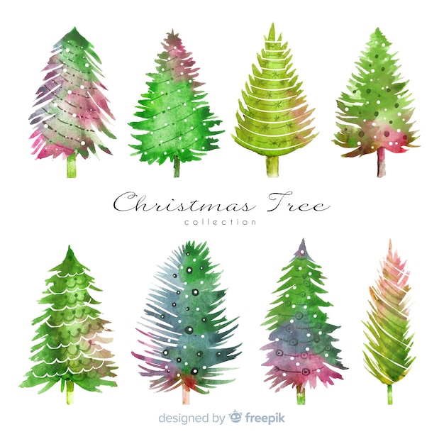 Aquarel kerstboom collectie