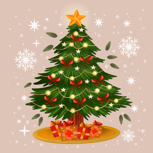 Gratis vector aquarel kerstboom illustratie