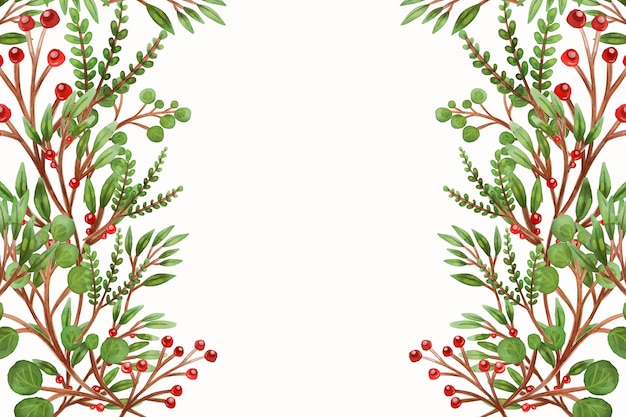 Gratis vector aquarel kerstboom takken achtergrond