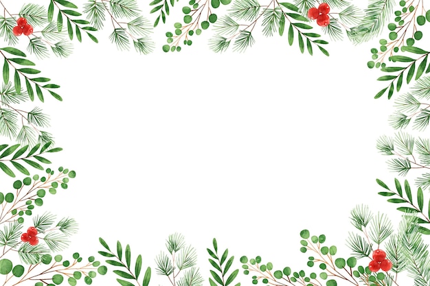 Gratis vector aquarel kerstboom takken achtergrond