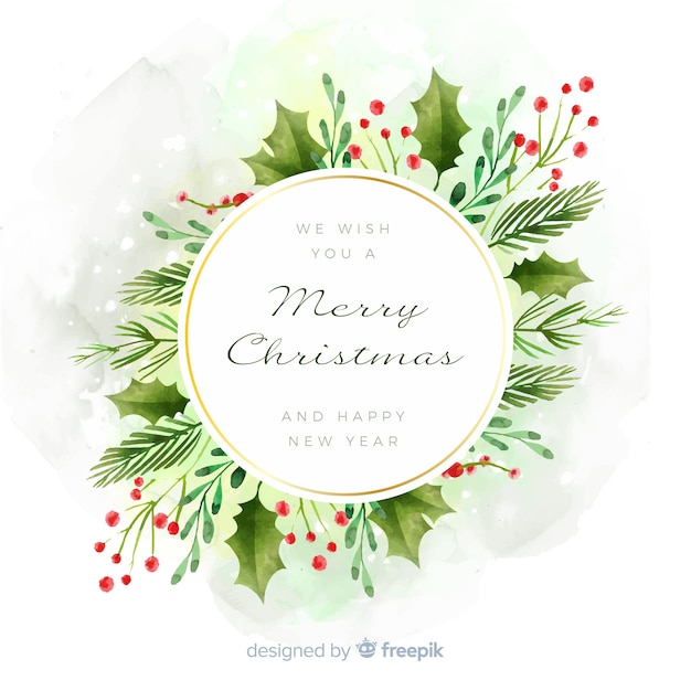 Gratis vector aquarel kerstdecoratie met frame