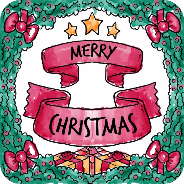 Gratis vector aquarel kerstkaart