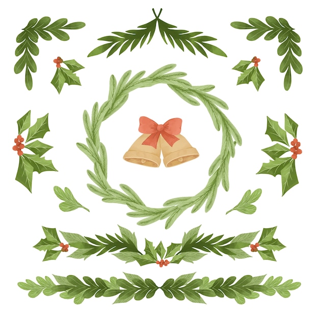 Gratis vector aquarel kerstkaders en randen