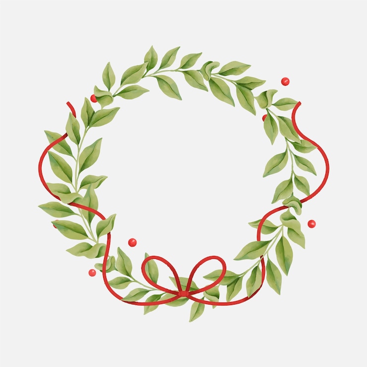 Gratis Vector aquarel kerstkrans