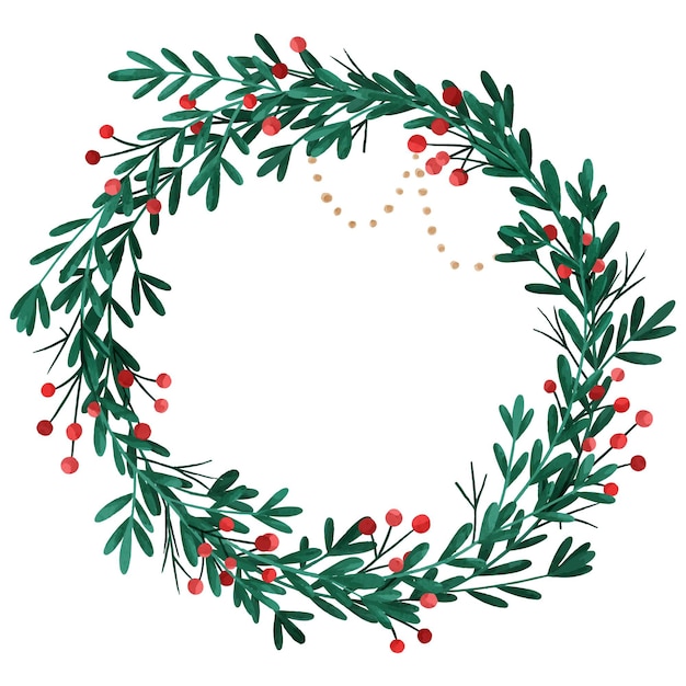 Gratis vector aquarel kerstkrans