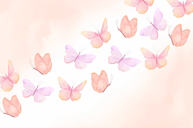 Gratis vector aquarel kleurrijke vlinder achtergrond