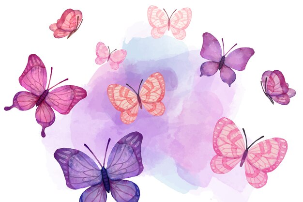 Aquarel kleurrijke vlinder achtergrond